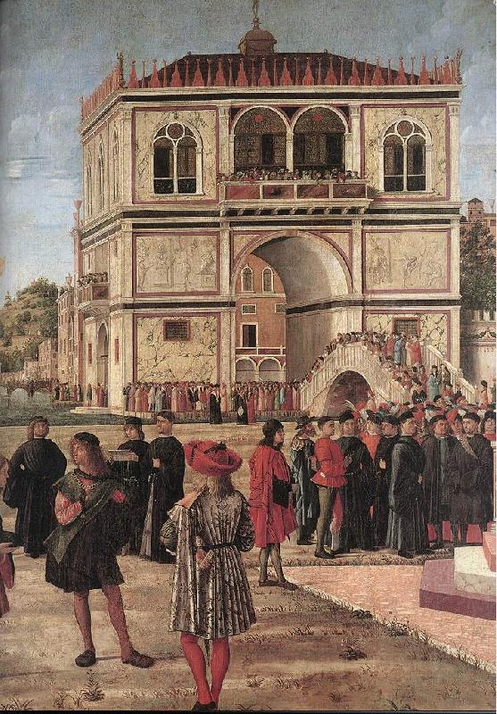 CARPACCIO, Vittore The Ambassadors Return to the English Court (detail) fdg oil painting picture